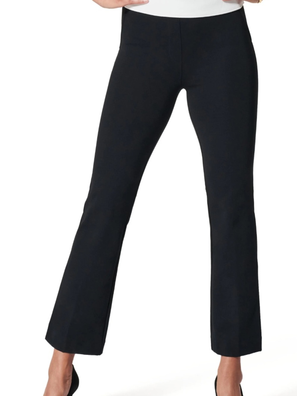 Spanx Perfect Pant Kick Flare Pants Womens L Black Ponte Dress Work Career